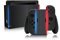 Folien Skin für Spiele Konsole Joy-Con und Ladestation Aufkleber Set Top Schutz gegen Kratzer Design Sticker Cover passgenau selbstklebend RX021 (Nr. 7 Carbon)