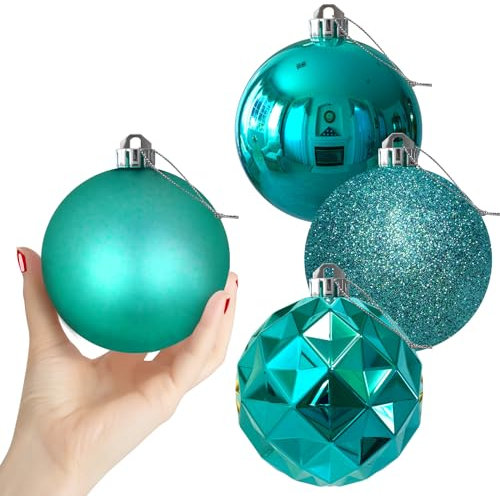 Palline di Natale grandi, 10,2 cm, decorazioni per albero di Natale, infrangibili, per Capodanno, Pasqua, San Valentino, feste, set di 4 pezzi