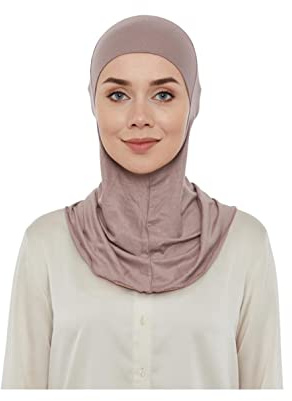 Premium Stretchy Frauen Mädchen Ninja Hijab Unterschal Kappe Turban Knochen Motorhaube Islamische Halsabdeckung Muslim, coffee, One size