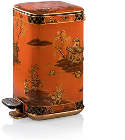 Poubelle Salle de Bain Des ordures ménagères élégantes peuvent peintes à la main la corbeille dorée laqué de couleur laqué de couleur luxueuse de la corbeille de pédale française peut, 9,4 × 12,9 ×