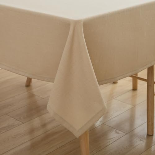 Simurq Tischdecke Abwaschbar-Wasserabweisend |Tischdecke rechteckig Leinenoptik-Lotuseffekt | Pflegeleicht & fleckenabweisend Tischdecken |Tischdecke Beige -Tischtuch Table Cloth (Beige, 130x160 cm)