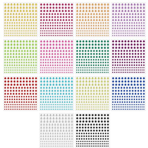 2310 Pcs Rhinestone Gem Stickers Self Adhesive Gems for Face Nail Body Makeup Festival 14 Sheets in 4 Size Bling Jewels Rhinestones Stickers for DIY Craft Card Decorations
