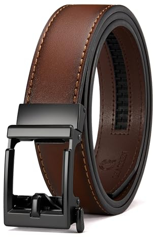 CHAOREN Automatik Gürtel Herren, Gürtel Herren Leder Ratsche für Business Lässig Anzug 35mm ohne Löcher Ledergürtel