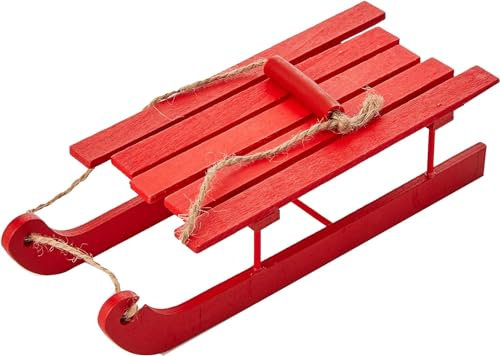 SKYTE® Christmas Sled Ornament Miniature Sleigh Rustic Wood Sled Model Mini Desk Ornament Christmas Tree Decorations for Mantel, Door, Bookshelf Xmas Party Supplies, Elves Behaving Badly Accessories