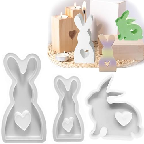 Silikonformen Gießformen Ostern Deko,Silikonform Hase Osterhase Giessform Silikon,Gießformen Silikon Kerzen Ostern Geschenk for Gips, Sojawachs Kerzen, Handwerk