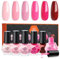 Modelones Nail Polish 6 Colors Pink Red Nail Polish Set Light Pink Quick Dry Finger Nail Varnish Bulk Manicure DIY Nail Art Salon Home For Women