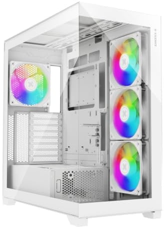 Xilence X818.W.ARGB XILENT GLEAM ATX Gaming PC Gehäuse, 4x140mm ARGB Lüfter | Midi Tower Case, Aquarium Glas Optik, mit Grafikkartenhalter, PWM/ARGB Control Board, guter Airflow, USB-C 3.2 Gen2