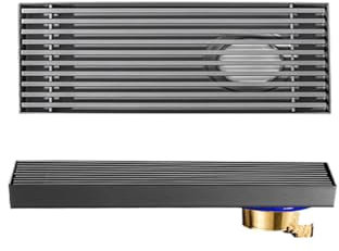 NJDQFA Edelstahl Duschrinne,Rechteck Duschablauf Für Badezimmer,Gitter Deckel Bodenablauf Komplettset,Side Drainage,10 * 30cm