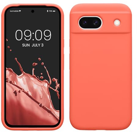 kwmobile Handyhülle für Google Pixel 8a Hülle, für Pixel 8a Case - Hülle Silikon - kabelloses Laden - Leuchtende Koralle