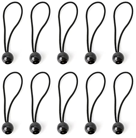 Lot de 10 tendeurs élastiques noirs à boule pour fixation de cordes, accessoires de sac à dos, outils d'extérieur