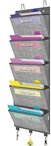 VERONLY Hängeorganizer Büro ordner für Wand,Wöchentlich Hängeaufbewahrung Wandorganizer mit 5 Großen Taschen für Büror Zeitungshalter Zuhause(Grau)