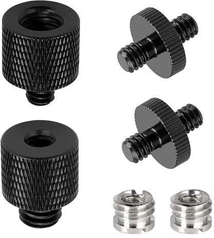 2 Stück Stativ Schraube Adapter Set, Gewindeadapter 3/8“ auf 1/4“ & 1/4“ auf 3/8“Aus Aluminiumlegierung, Adapter 1/4 auf 3/8 Zoll, für Handy Stativ Halterung, Kamera-Lautsprecher, Stativ, mit Zubehör