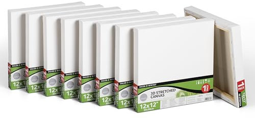 Daler-Rowney Simply… 3D-gespannte Leinwand, 100% Baumwolle, vorgrundiert, 9 Stück, 30,5 x 30,5 cm, Weiß