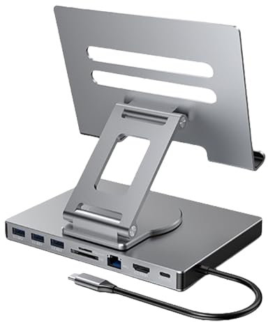 8/9 in 1 Docking Stations Tablets Stand Holder USB Type C USB3.2 Card Reader 3.5MM Foldable Rotatable Desktop Holder
