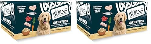Burns Pet Nutrition Natural Wet Dog Food For Adult and Senior Dogs – 12 x 150 g Variety Box (3 x Free-range chicken, 3 x Hearty Lamb, 3 x Free-range Turkey, 3 x Wild Fish) (Pack of 2)