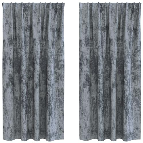 vidaXL Samtvorhänge 2er Set mit Ösen in Silbergrau, 175 x 140 cm – ideal für Dein Zuhause. Sie bieten Sichtschutz, Lassen Licht filternd durch und sind perfekt zum Verdunkeln.