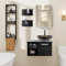YU YUSING Ensemble de Meubles de Salle de Bain avec Lavabo Miroir et Porte-Serviette, 3 Étagères Murale, Armoire Meuble de Rangement, Vasque à Poser, Ensemble de Robinets (Rond Doré)