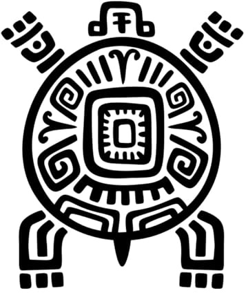 Feingravierte Aufkleber aztekisches Maya-Totem Schildkröte Maya Inka-Stammessymbol 41x48.5cm Ladendekoration Schwarz