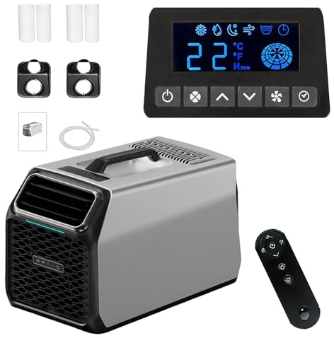 Aire acondicionado portátil 220-240 V 5000 BTU para camping y caravana, aire acondicionado portátil pequeño con compresor DC real, enfriamiento silencioso con deshumidificador y control remoto Gray