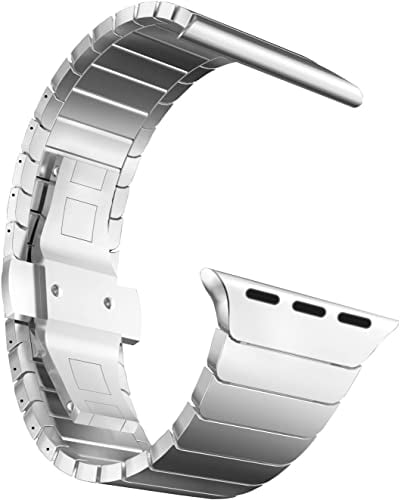MaKTech Edelstahl Armband für Apple Watch Armband,Metallisches Ersatz-Gliederarmband für iWatch Serie 11/10/9/8/7,Ultra 3/2/1,SE 3/2/1 [2025] (46mm/45mm/44mm/49mm,Silber)