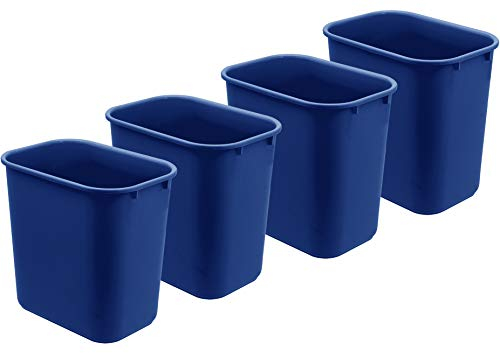 Acrimet Papelera, Cubo para el escritorio, 6.75 galones / 27 cuartos / 24 litros (plástico) (color azul) (conjunto de 4)