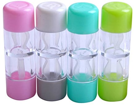 Aufbewahrungsbehälter für Kontaktlinsen 4 STÜCKE Mini Travel RGP Harte Kontaktlinsenbehälter Schutz Box Kosmetik Lens Halter (Rosa, Weiß, Blau und Grün) für Weihnachten