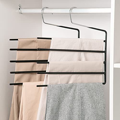 Nature Smile Hosen-Kleiderbügel, strapazierfähig, mehrlagig, Metall, rutschfest, 5 Etagen, offenes Ende, für Gartenflaggen, Hosen, Jeans, Schal (Upgrades), 3er-Pack