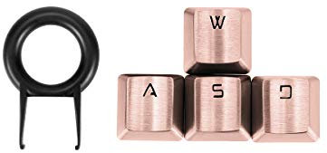 Fitlink FPS & MOBA Gaming Keycaps Edelstahl Metall Keycaps mit Key Puller für mechanische Tastatur Cherry MX Switch 9 (WASD, Roségold)