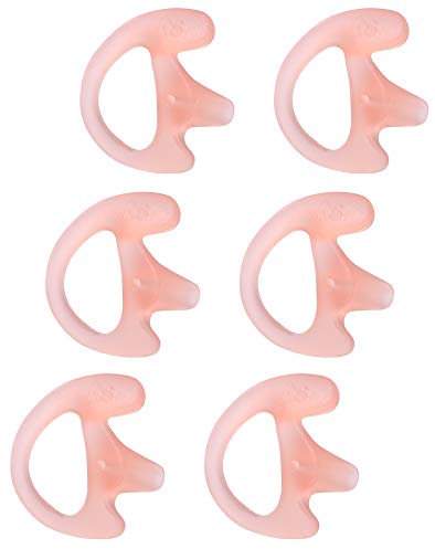 Commountain Soft Earmold for Walkie Talkie Acoustic Tube Earpiece, Silicone Ear Buds Compatible for Motorola Kenwood Baofeng Coil Tube Earpieces, 6-Pack, Pale Pink, Small Size for Right Ear