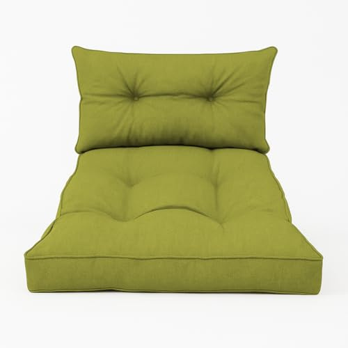 chilly pilley Loungekissen Rattansessel Auflagen Rattanpolster Rattan Lounge Set Gesteppt Sitzkissen Kissen Rückenlehne mit Keder Loungekissen (Set: 1x Sitzkissen 80x60x10, Rückenlehne 60x40, Grün)
