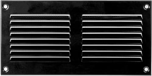 Cubierta de ventilación de aire negra de 20 x 10 cm, rejillas de aire de retorno de acero, para techo y paredes laterales, HVAC, con pantalla de protección contra insectos (200 x 100 mm, negro)
