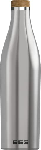 SIGG - Insulated Water Bottle - Meridian - Leakproof - Extra Slim - BPA Free - Plastic Free - Double Walled 18/8 Stainless Steel - Bamboo Screw Top - Brushed - 0.5 L