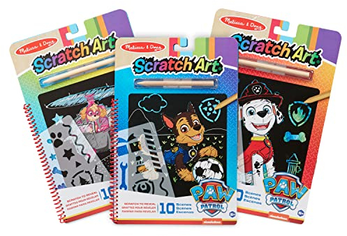 Melissa & Doug Paw Patrol Kratzbilder Block 3er Pack | Jeweils 10 Kratzbilder | Kreatives Spielzeug und Mitgebsel für den Kindergeburtstag | Für Kinder ab 5 Jahren