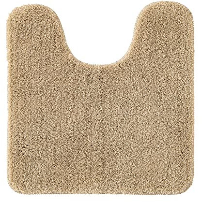 MIULEE Badematte WC Vorleger Badteppich Fußmatte Flur 1 Stück U Förmige Deko Matte Badteppiche Dekoration rutschfest Saugfähig für Wohnzimmer Badezimmer Toilett WC 50x50cm Beige