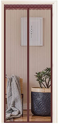 MAODOU Zanzariera magnetica e zanzariera, 110 x 250 cm, per porte, protezione dagli insetti, per porte del balcone, del soggiorno e della terrazza, colore marrone