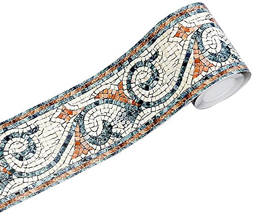ANCLLO 2 Rollen Tapetenbordüre, selbstklebende Aufkleber, Dekoration für Wohnzimmer, Küche, Badezimmer, 10 x 500 cm (# 2)