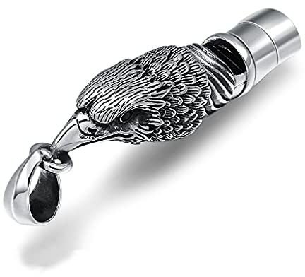 YABEME 925 Sterling Silber Adlerkopf Pfeife Anhänger – Laut und Knackig – Ideal für Sportler Outdoor Notfallüberleben, Wandern, Schullehrer Camping und Hundetraining