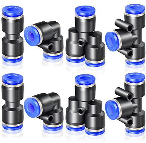 ERGAOBOY 8 Pcs 4mm OD Pneumatique Push To Connect Kits de Montage, 2 Droites 2 Coudes 2 Té 2 Séparateurs