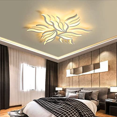 Deckenleuchte Modernes Interieur Groß LED Wohnzimmerlampe Dimmbare Schlafzimmer Blume Deckenlampe Mit Fernbedienung Esszimmer Esstisch Pendelleuchte Für Landhaus Küchen Badezimmer,Weiß,9 Flames