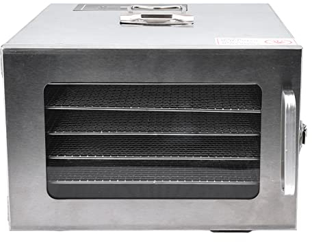 Food Dehydrator, 400W 6 Trays Electric Food Dryer Machine with 35-90℃ Temperature Control Dehydrator Machine for Jerky Herb Meat Beef Vegetables, Stainless Steel(UK)