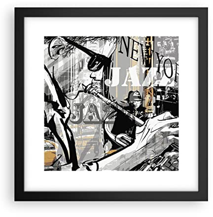 Wandposter Art Prints 30x30cm Poster Schwarzrahmen Jazz Musik Musiker Küche Wanddeko Bild Wand Kunstdruck Deko Wandbilder Dekoration Wohnzimmer Schlafzimmer Modern Wall Art Decor P2BAC30x30-3792