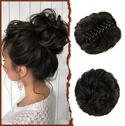 Sofeiyan Haarteil mit Klammer, Dutt Clip in Klaue Haarverlängerung Hochsteckfrisuren Wellenförmig Gelockt Haarklammer chignon Voluminös haarteil unordentlicher dutt extensions für Damen