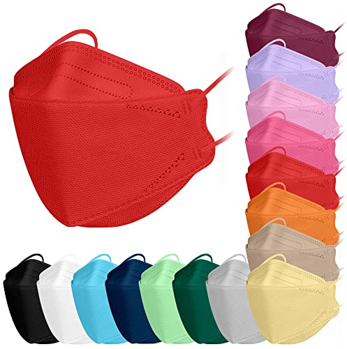 TubeRoo FFP2 Maske MHD 02.2025 rot 5 Stück Masken Fischform, Versand aus Deutschland, weiche runde Ohrschlaufen Bänder, Atemschutzmaske, Mundschutz