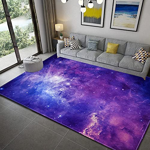 Violett Psychedelische Galaxie Teppich Wohnzimmer, Teppich Waschbarer rutschfest, teppiche Moderne, Teppich Kinderzimmer, Deko Wohnzimmer Schlafzimmer Carpet, 140 x 200 cm