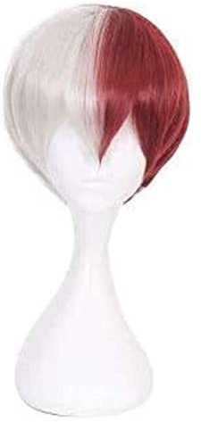 WELLHY Anime Cosplay Perücken My Hero Academia Todoroki Shoto Cosplay Perücke rot und weiß Anime COS KEEBON Coser Perücke