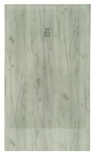 ONDÉE, Receveur de douche NATURO, Receveur extra-plat texture lisse, 80x120x3cm, Découpable, Antidérapant classe 2, Résine, Livré avec bonde, Fabriqué en Europe, Texturé bois