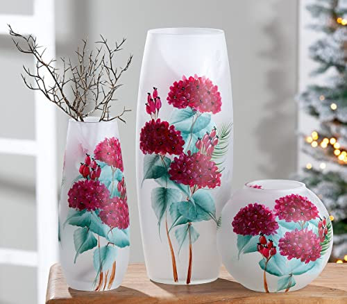 GILDE Kugelvase Herbstzauber Glas rot, weiß 44558