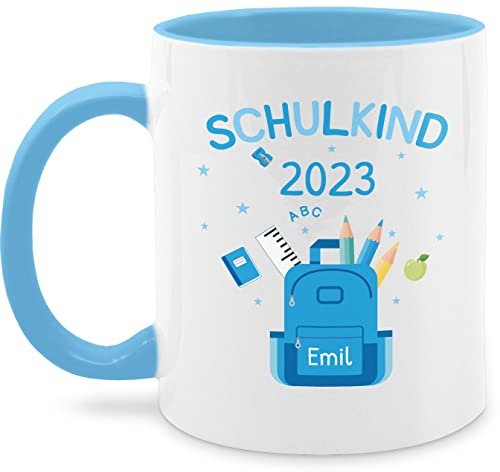 Tasse Tassen 325ml - Schulkind 2025 Geschenk Schulanfang Geschenke Einschulung Geschenk Schulkind I - 325 ml - Hellblau - meerschweinchen-tasse personalisierte einschulungsgeschenke schulanfänger
