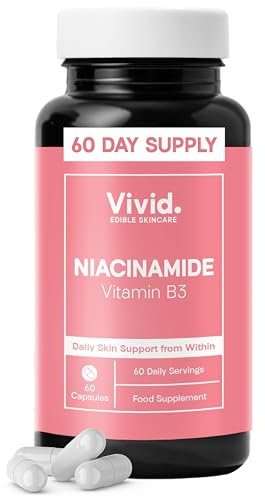 Vivid - Niacinamide Vitamin B3 Capsules, 500mg per Serving, 60 Servings - Boosts NAD+ Production, Balanced Skin Tone, Texture, Hydration & Anti-Aging Benefits