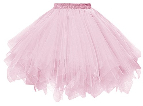 Dressever Damen Tüllrock 50er Rockabilly Petticoat Retro Tutu Ballet Cosplay Prom Abendkleider Anlass Rosa Medium New